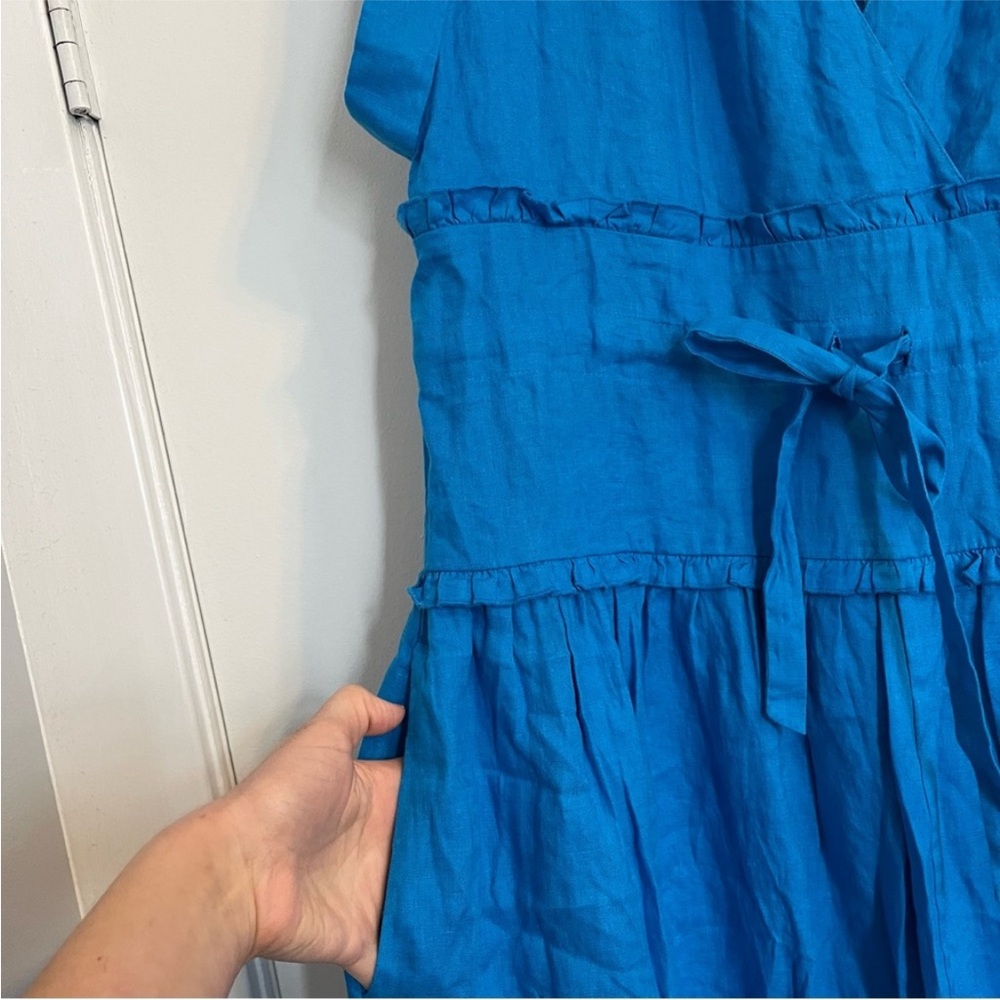 NEW! Banana Republic Blue Cabana Linen Cinch-Waist Maxi Dress - Medium 🍉 - Picture 7 of 9